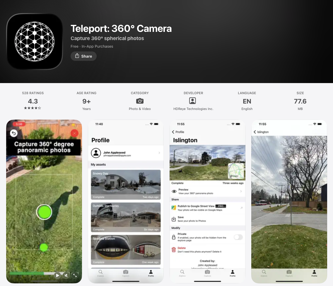 TelePort 360 degree Camera - Best Panoramic Camera App for iPhone