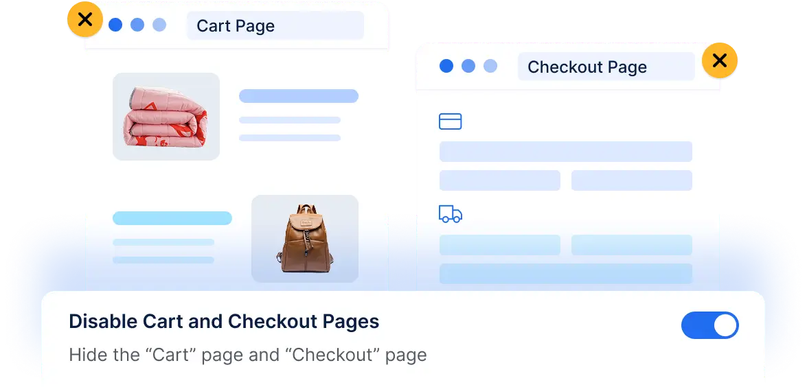 Hide cart and checkout pages entirely.