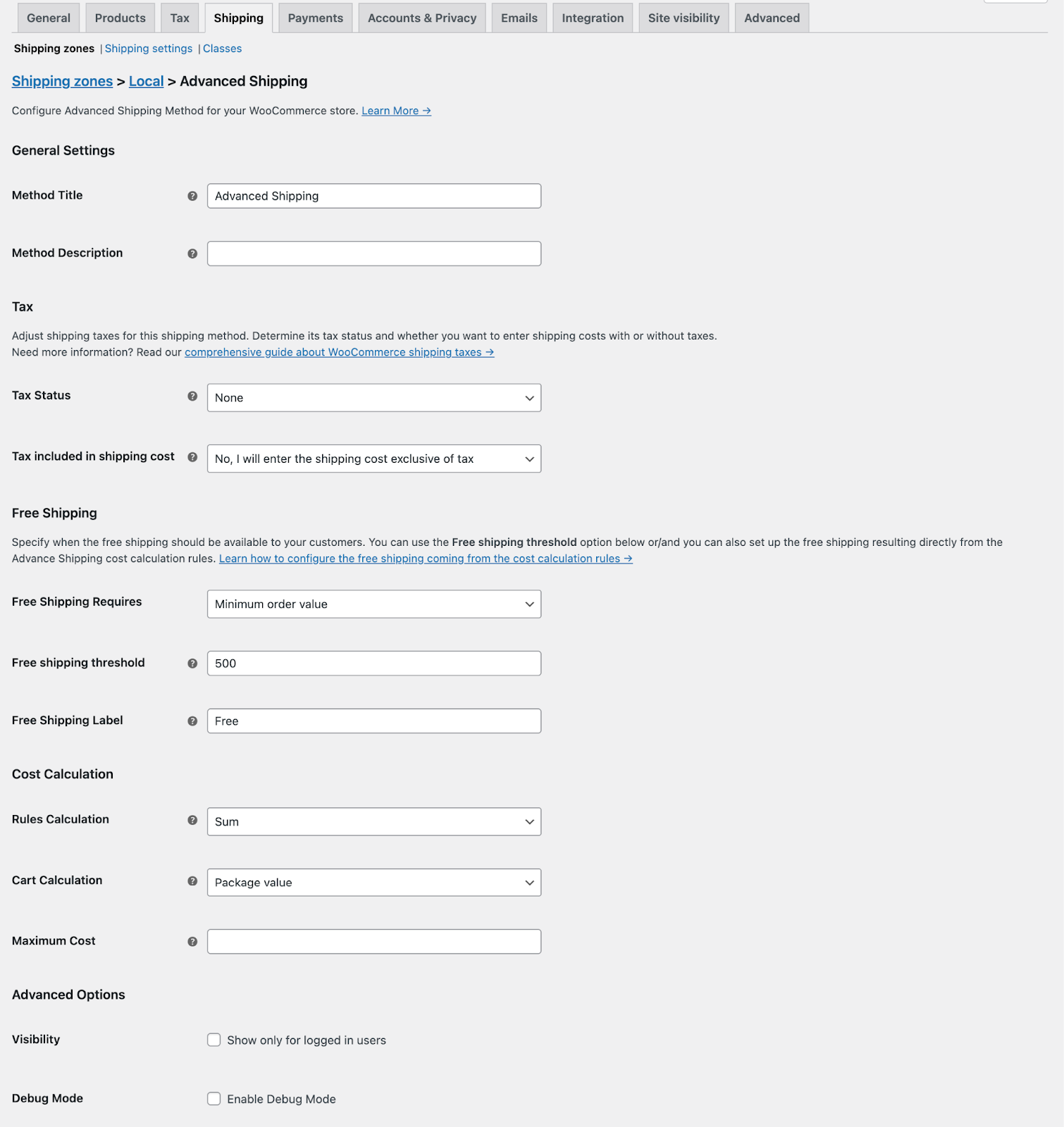Set up Shipping Cost Calculation