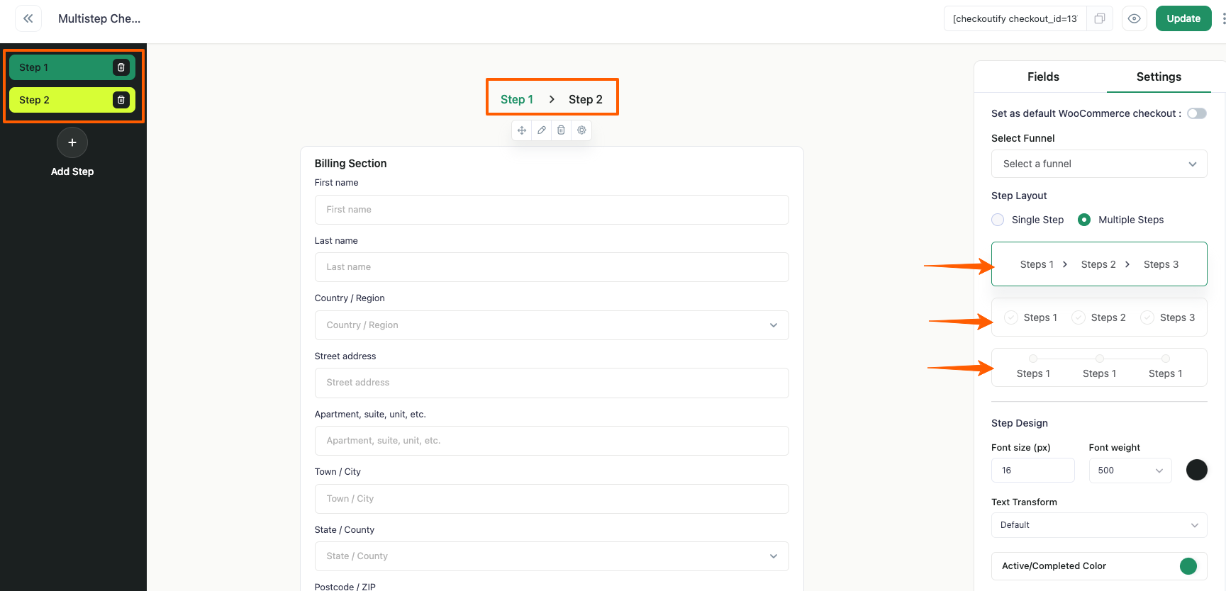 Creating a Multi-Step Checkout Using Checkoutify – Checkout Customizer 5