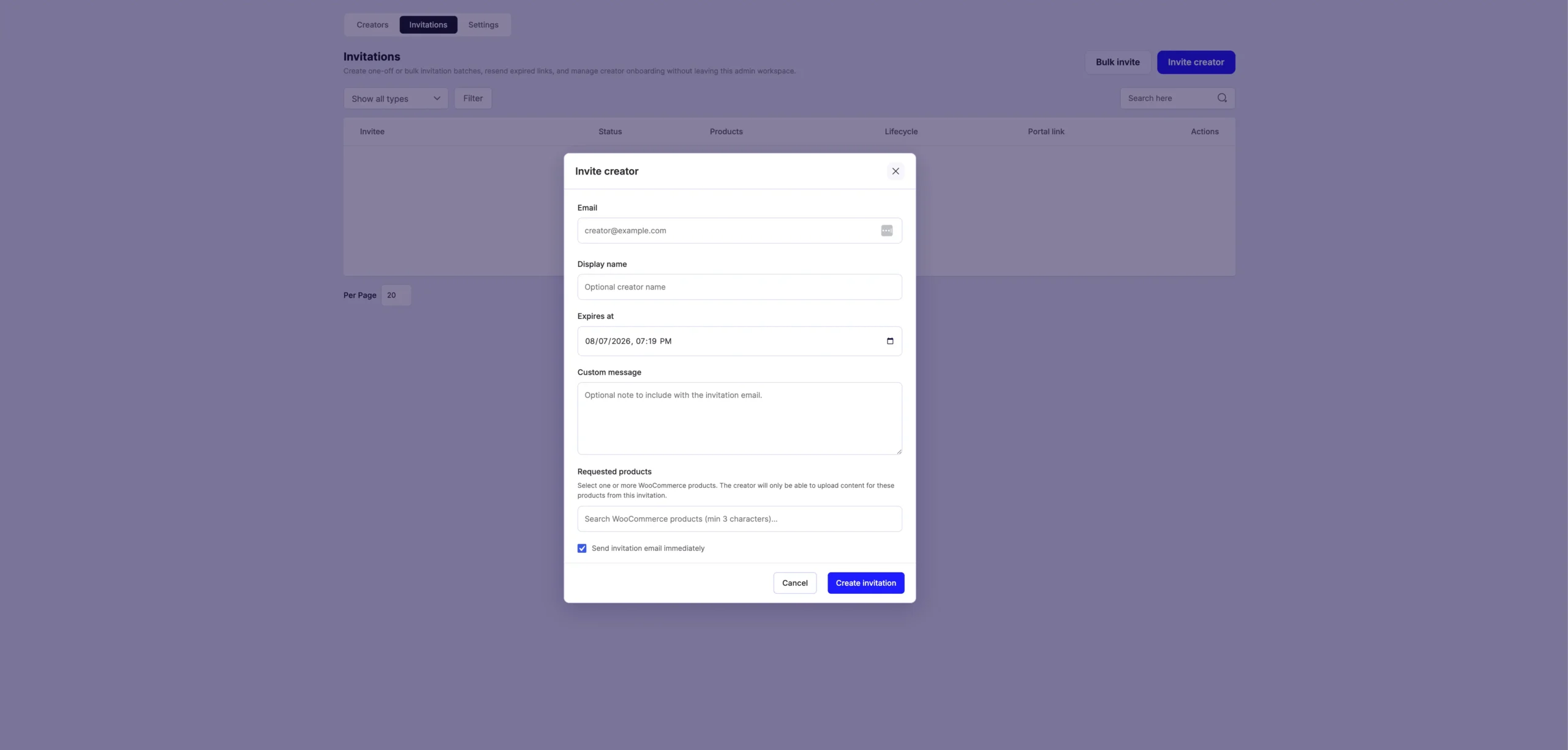 UGCify influencer portal for inviting creators and collecting content