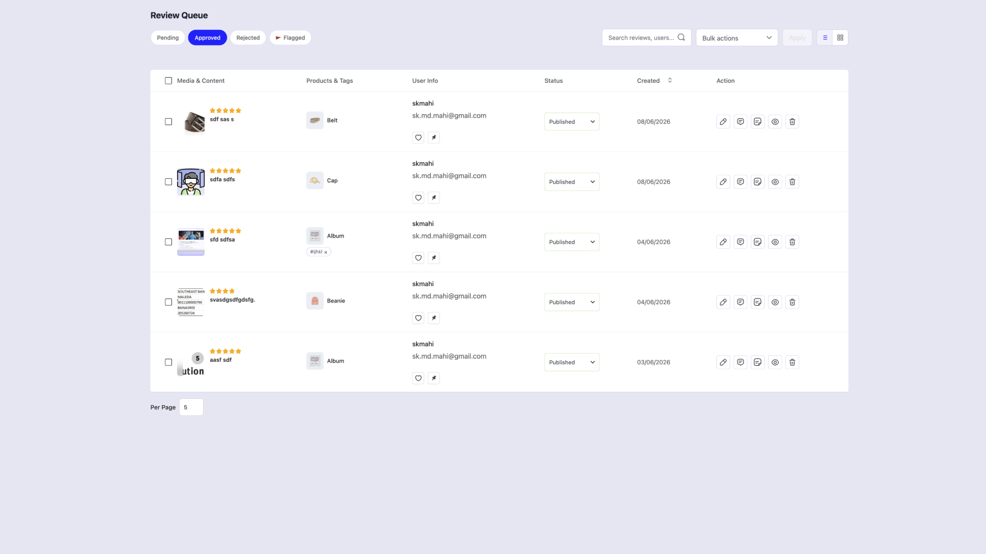 UGCify review queue for managing customer photo and video reviews