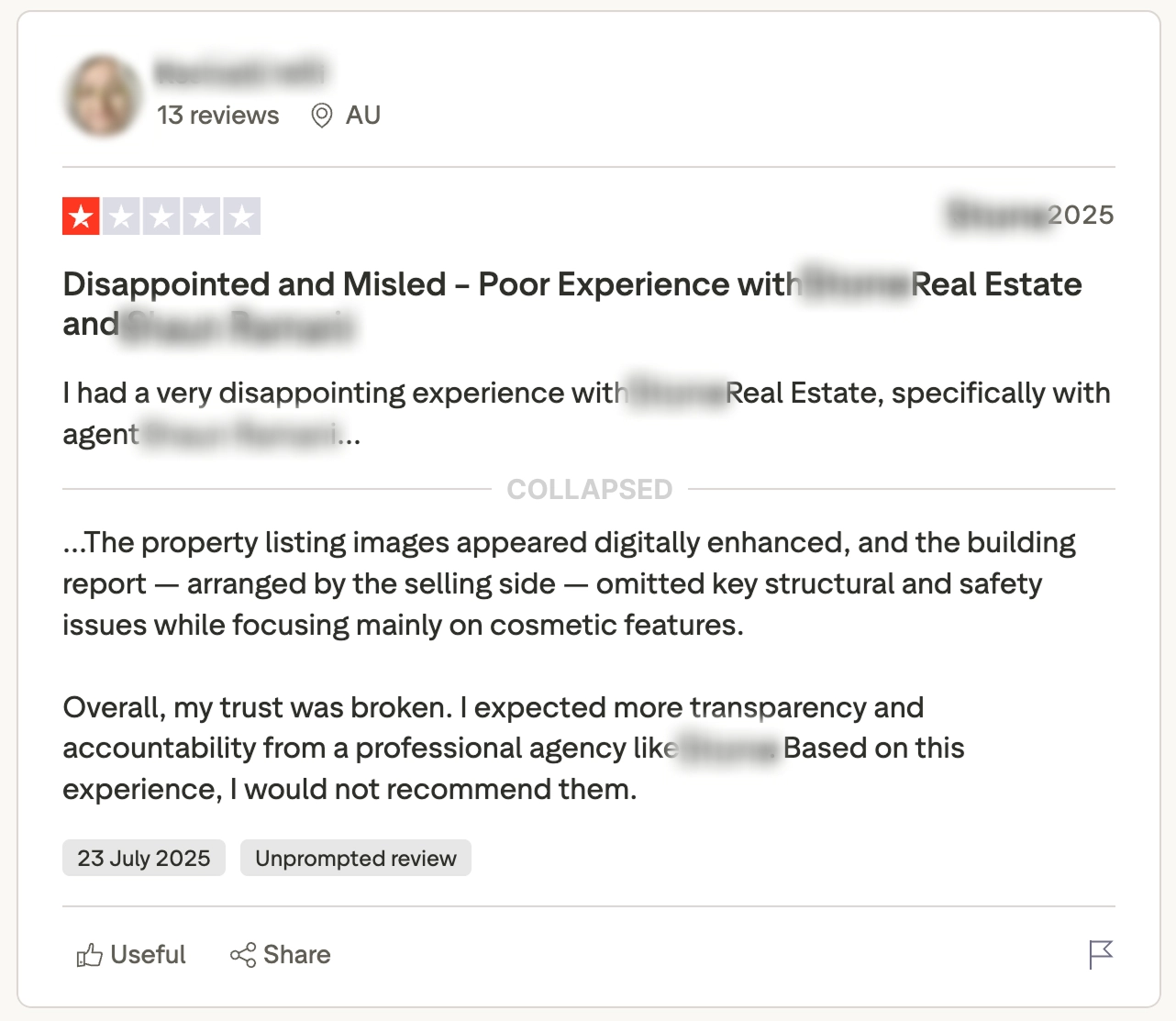 Buyer disappointed with real estate agency due to digitally edited property photos