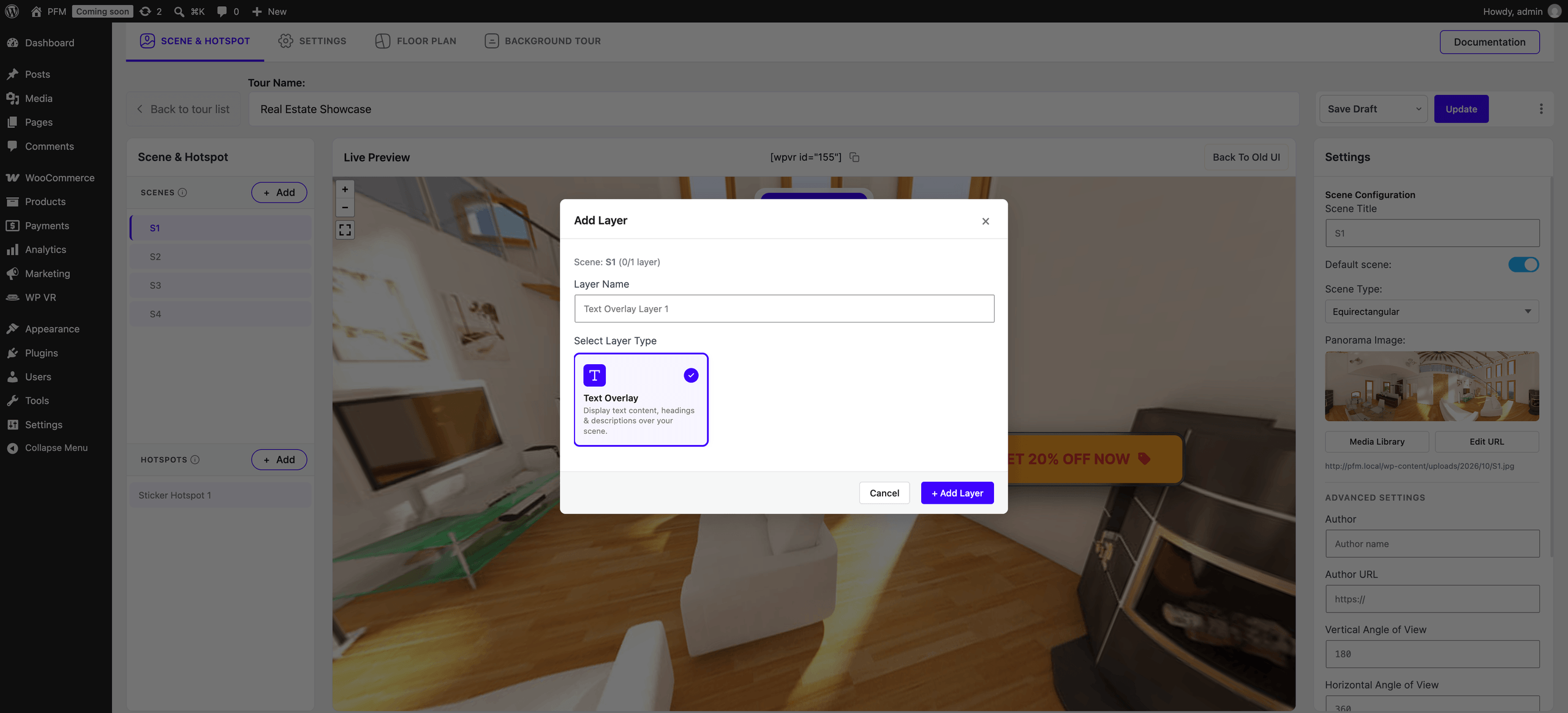 WPVR Add Text Overlay Popup