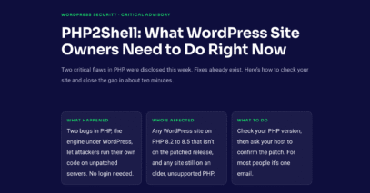 PHP2Shell - What WordPress Site Owners Need to Do Right Now